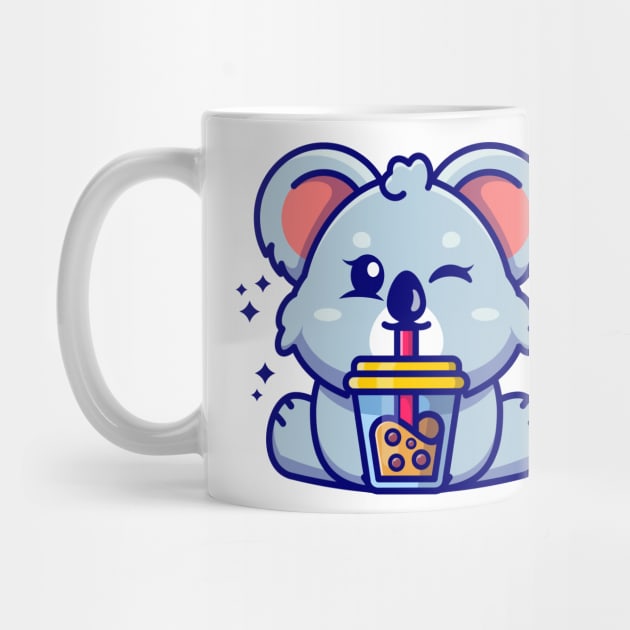 Cute koala drinking boba milk tea cartoon by Wawadzgnstuff